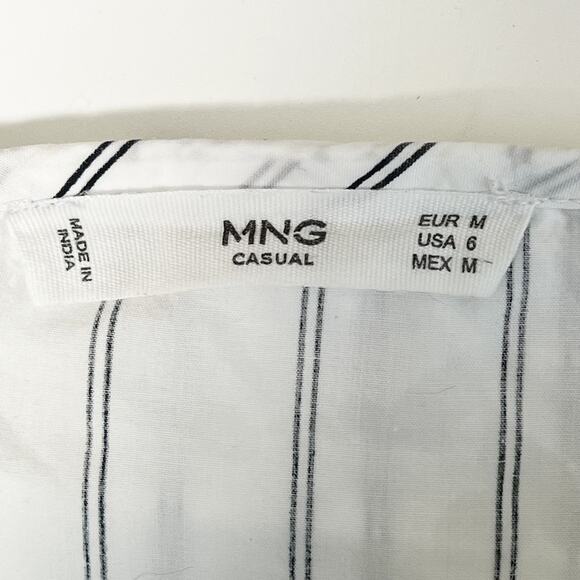 Mango White Black Striped Ruffled Cami Top Tank Blouse - Picture 9 of 11